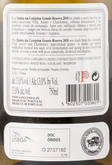 2018 Quinta das Cerejeiras Grande Reserva branco
