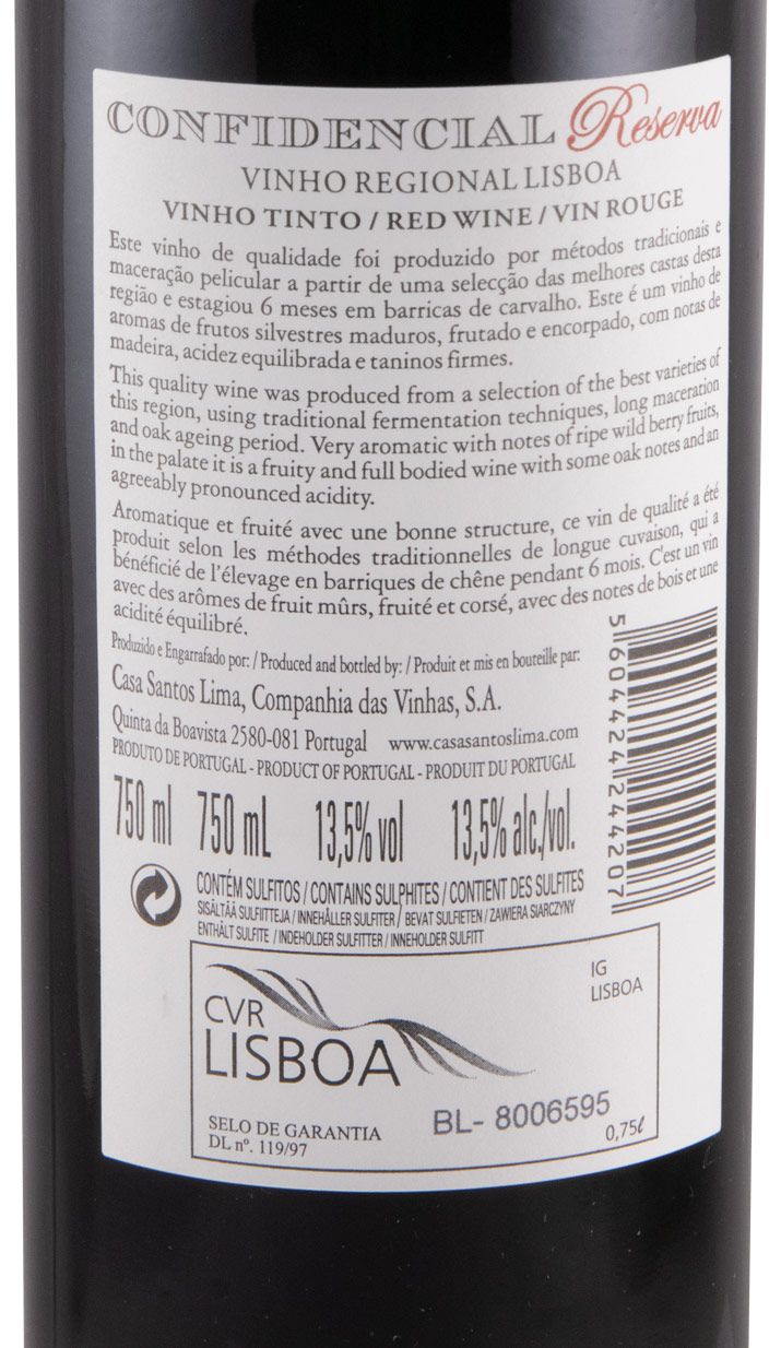 2017 Casa Santos Lima Confidencial Reserva tinto