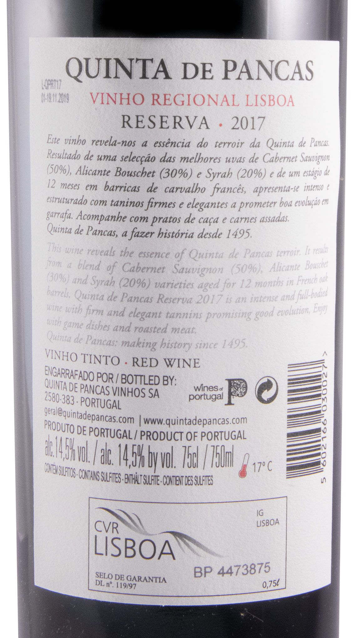 2017 Quinta de Pancas Reserva red