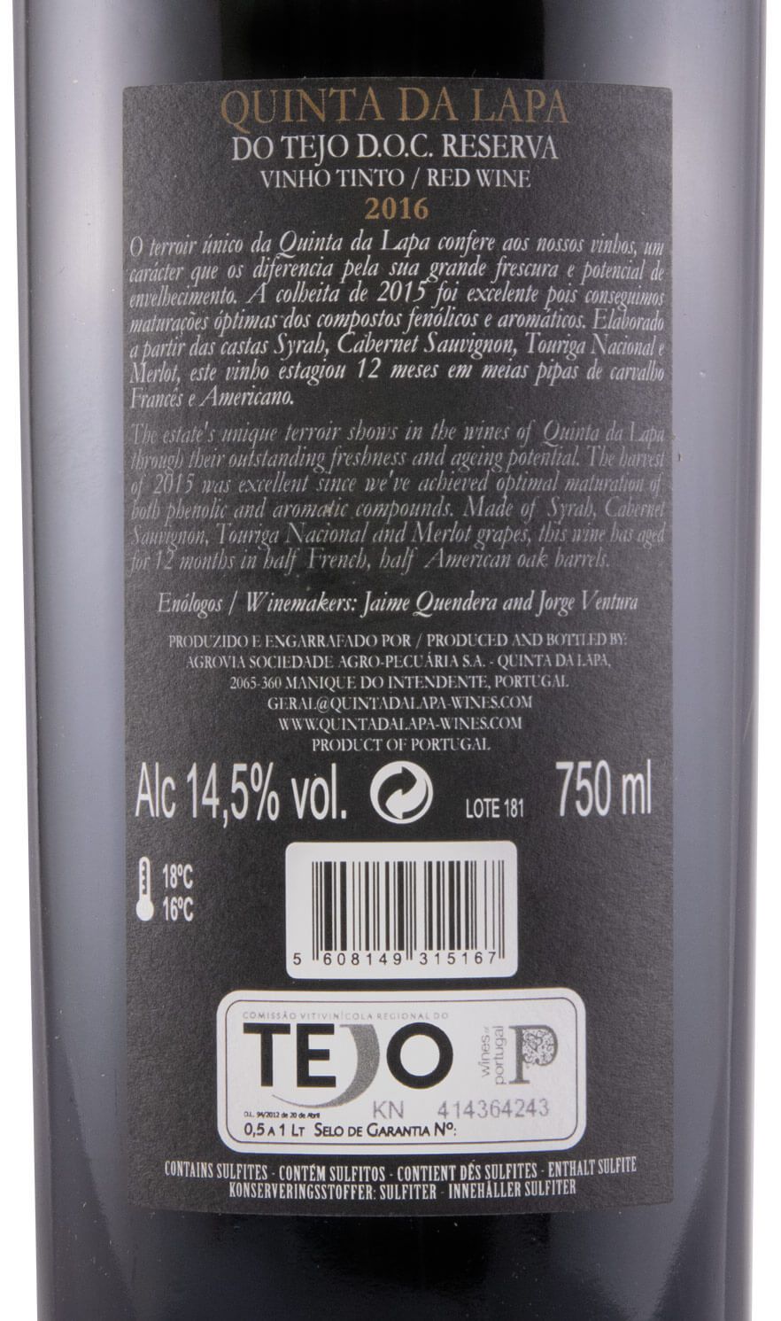 2016 Quinta da Lapa Reserva tinto