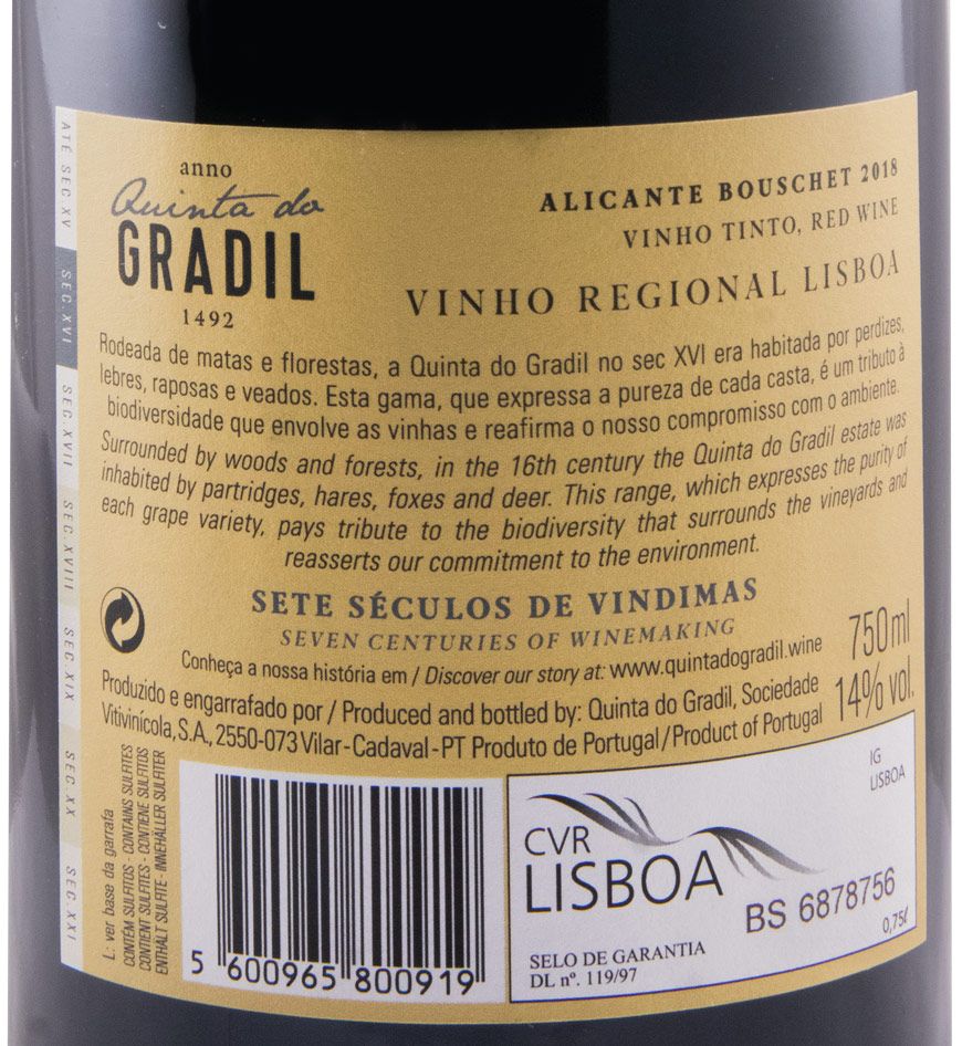2018 Quinta do Gradil Alicante Bouschet red