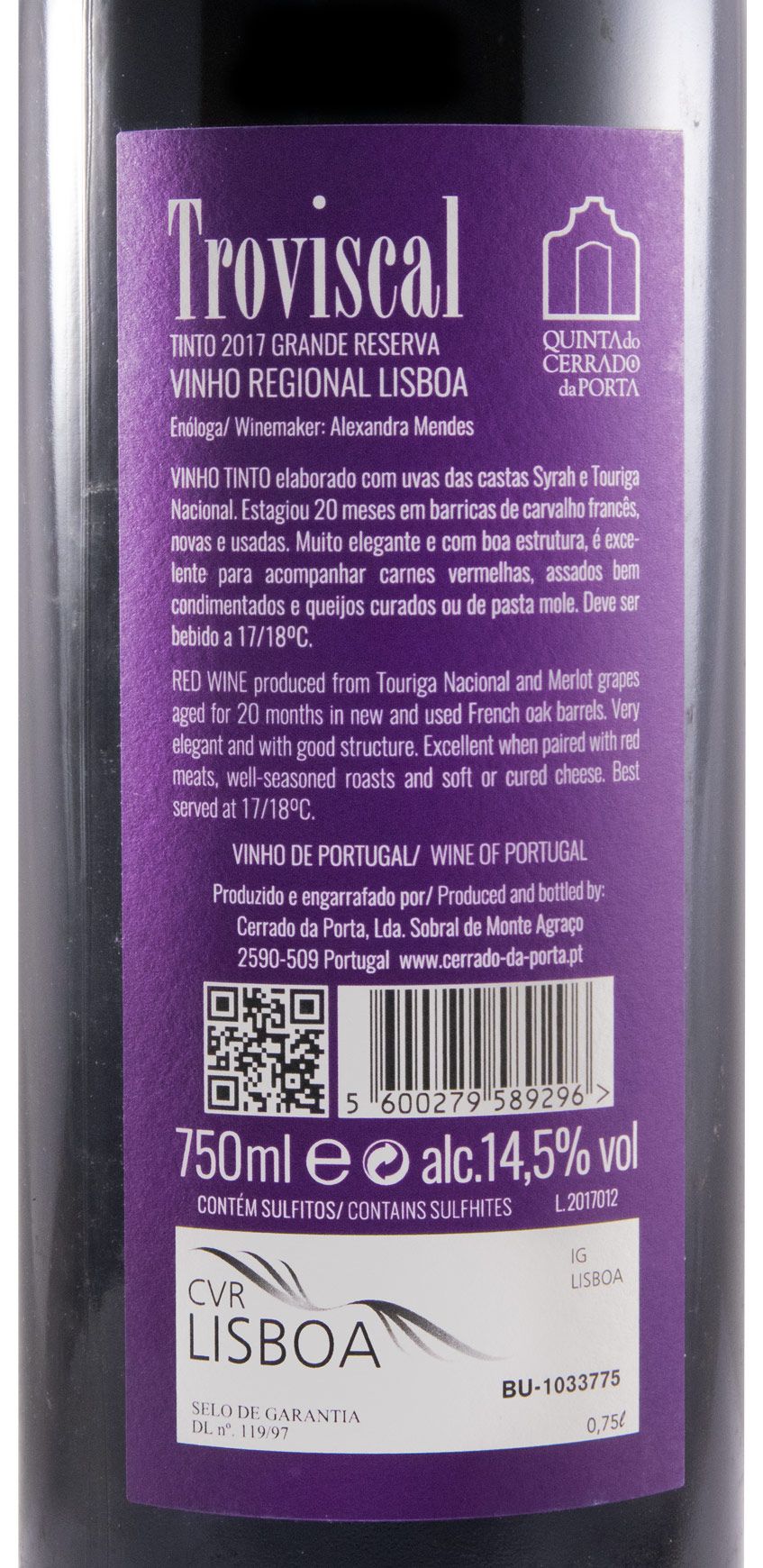 2017 Troviscal Grande Reserva tinto