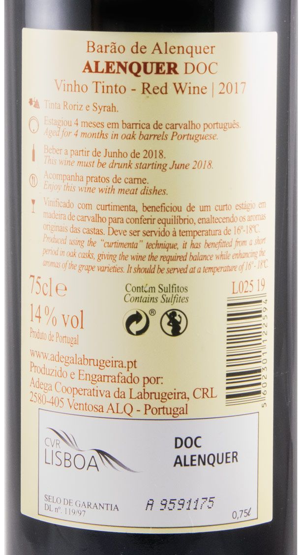 2017 Barão de Alenquer tinto