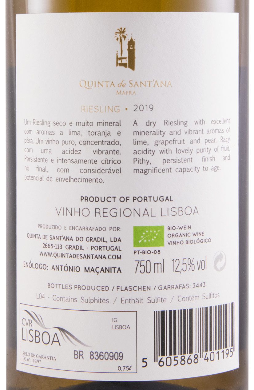 2019 Quinta de Sant'Ana Riesling organic white