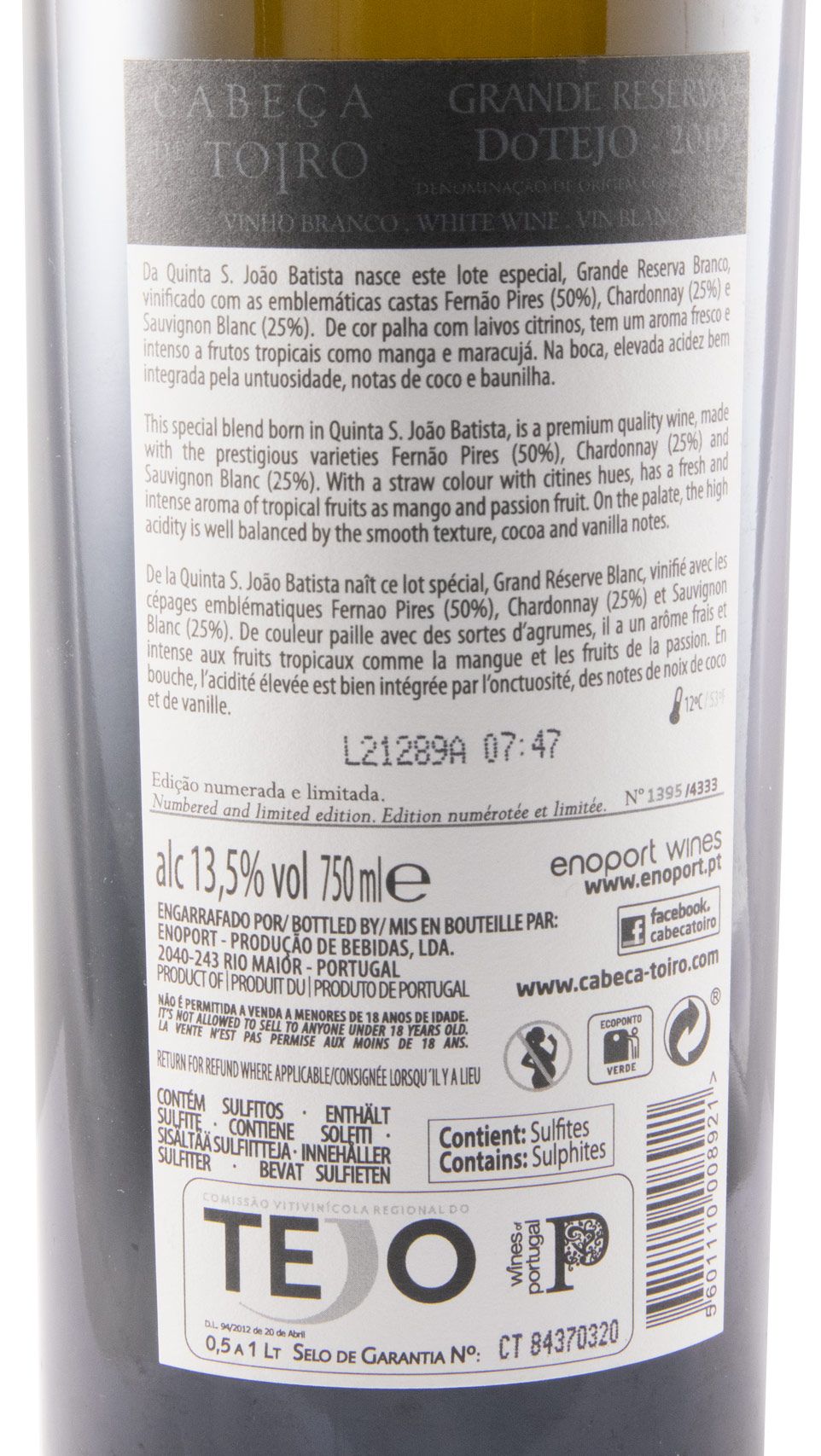 2019 Cabeça de Toiro Grande Reserva branco