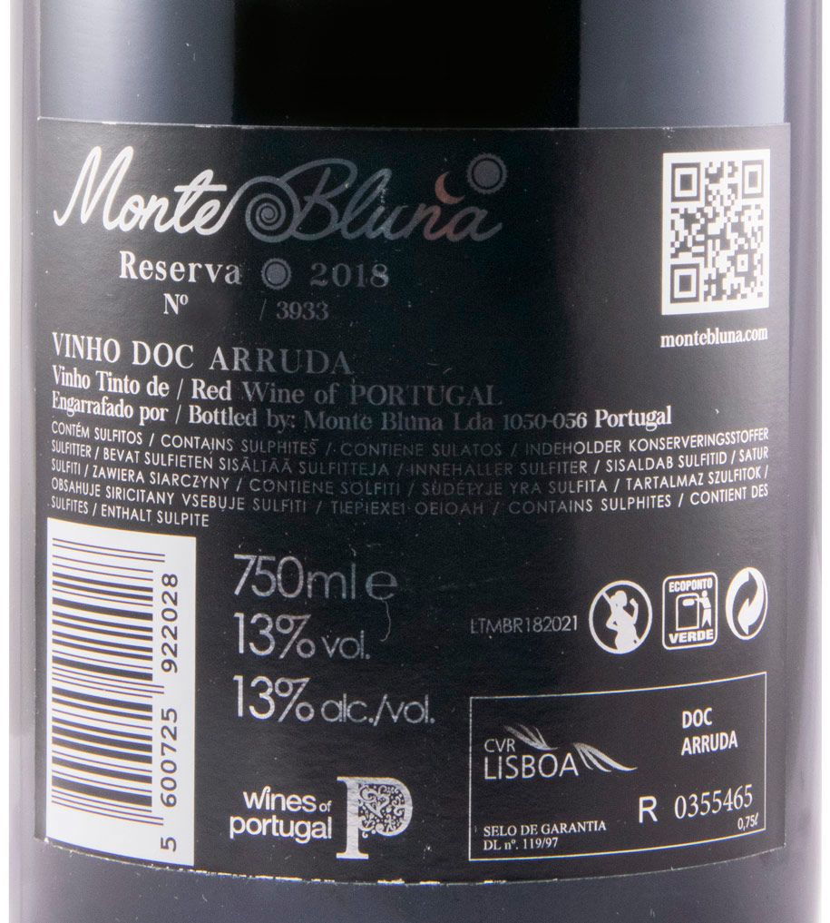 2018 Monte Bluna Reserva red