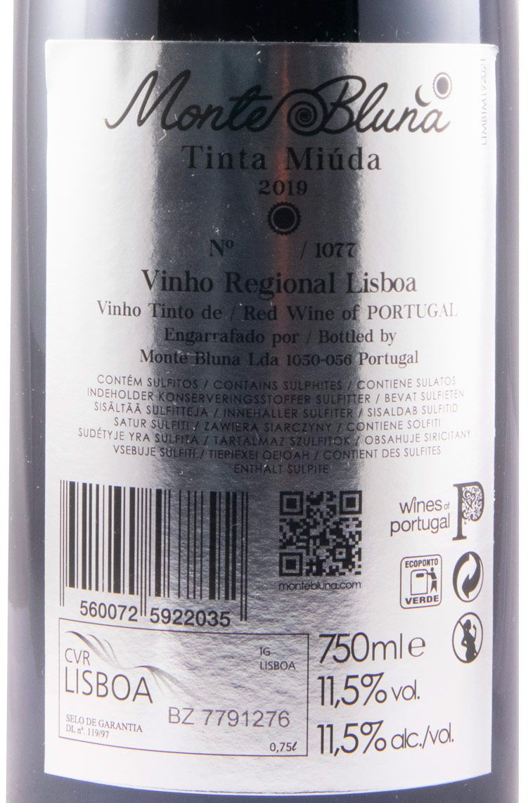 2019 Monte Bluna Tinta Miúda red