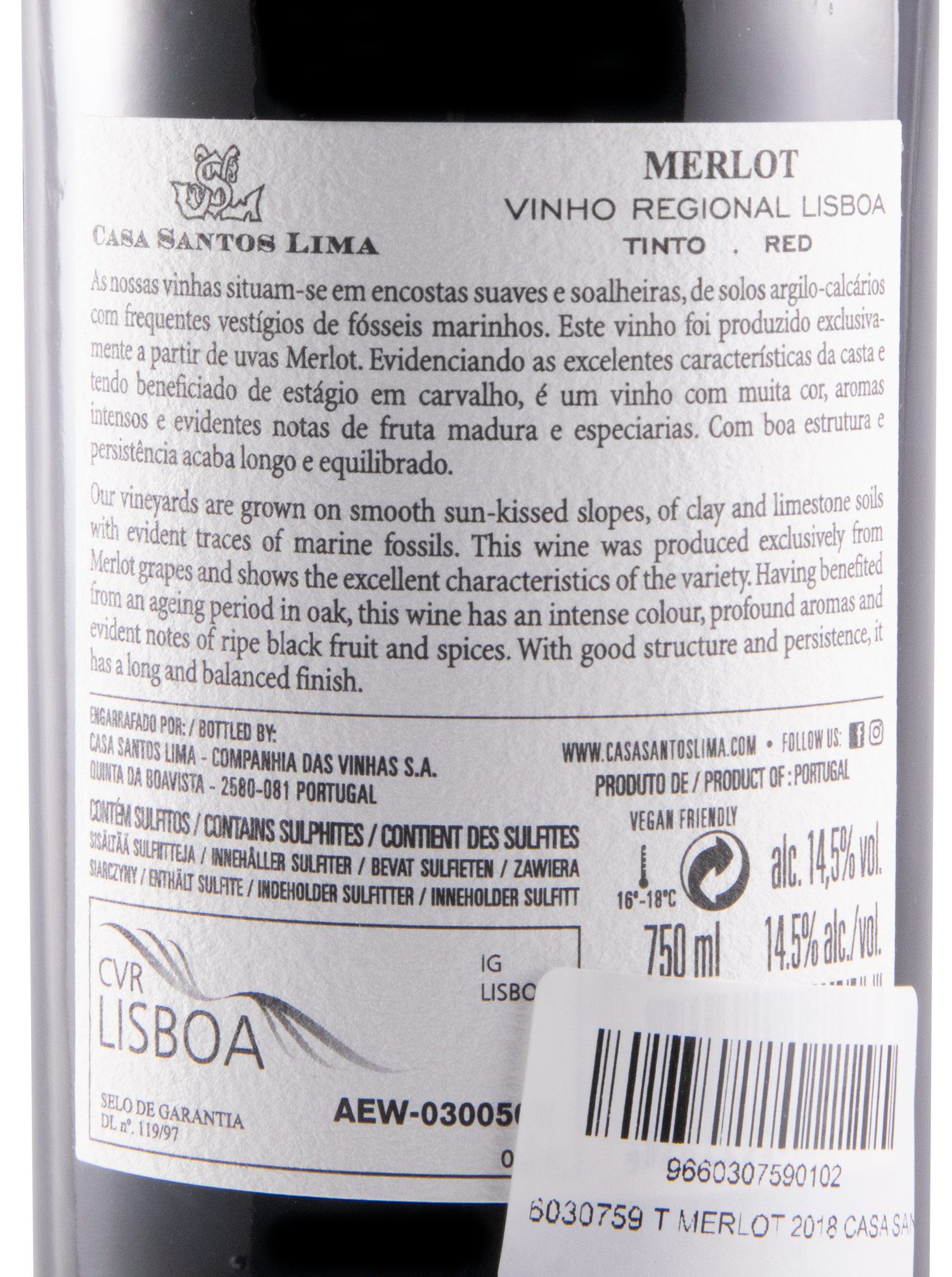 2018 Casa Santos Lima Merlot red