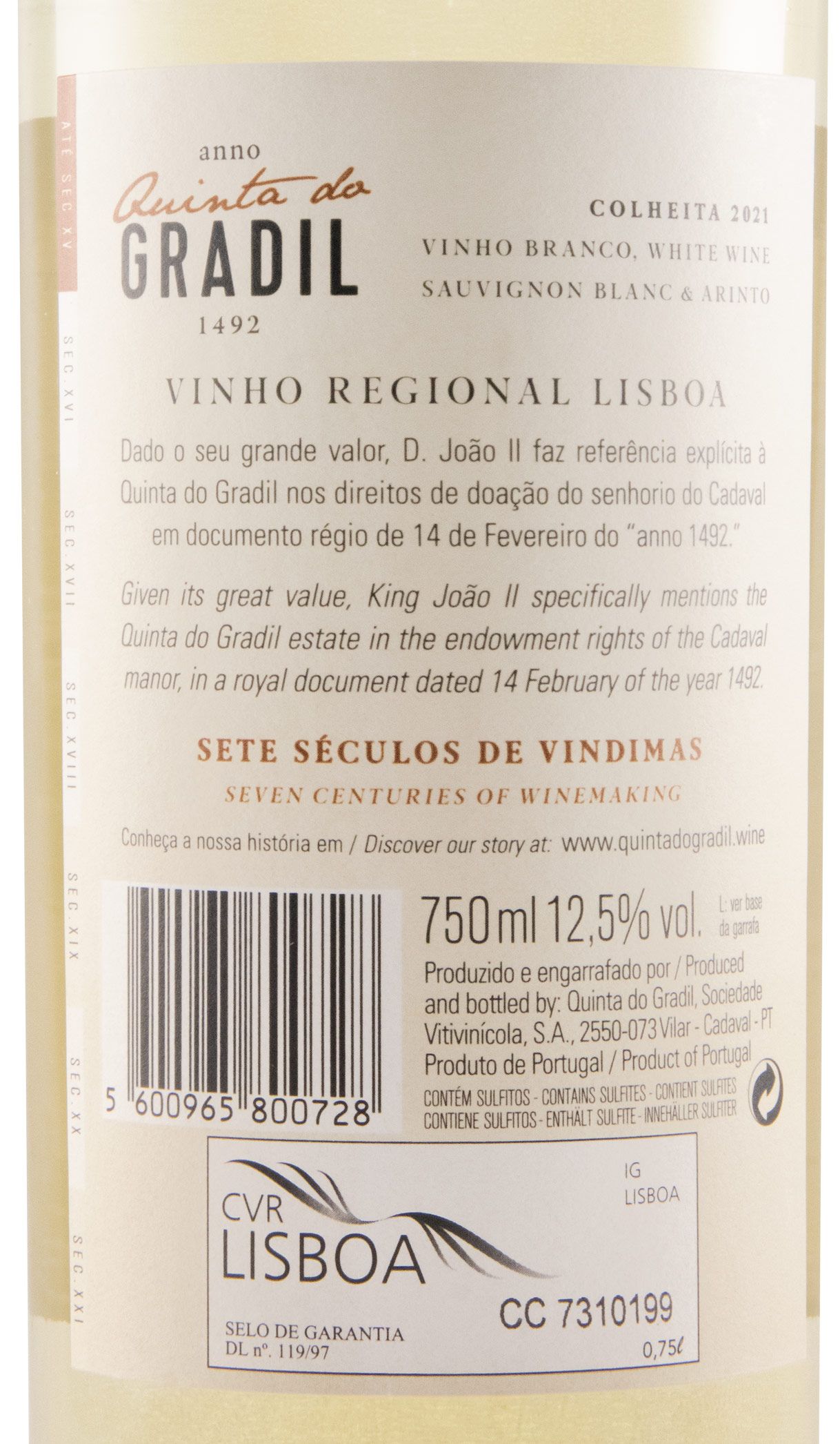 2021 Quinta do Gradil 1492 Sauvignon Blanc & Arinto white