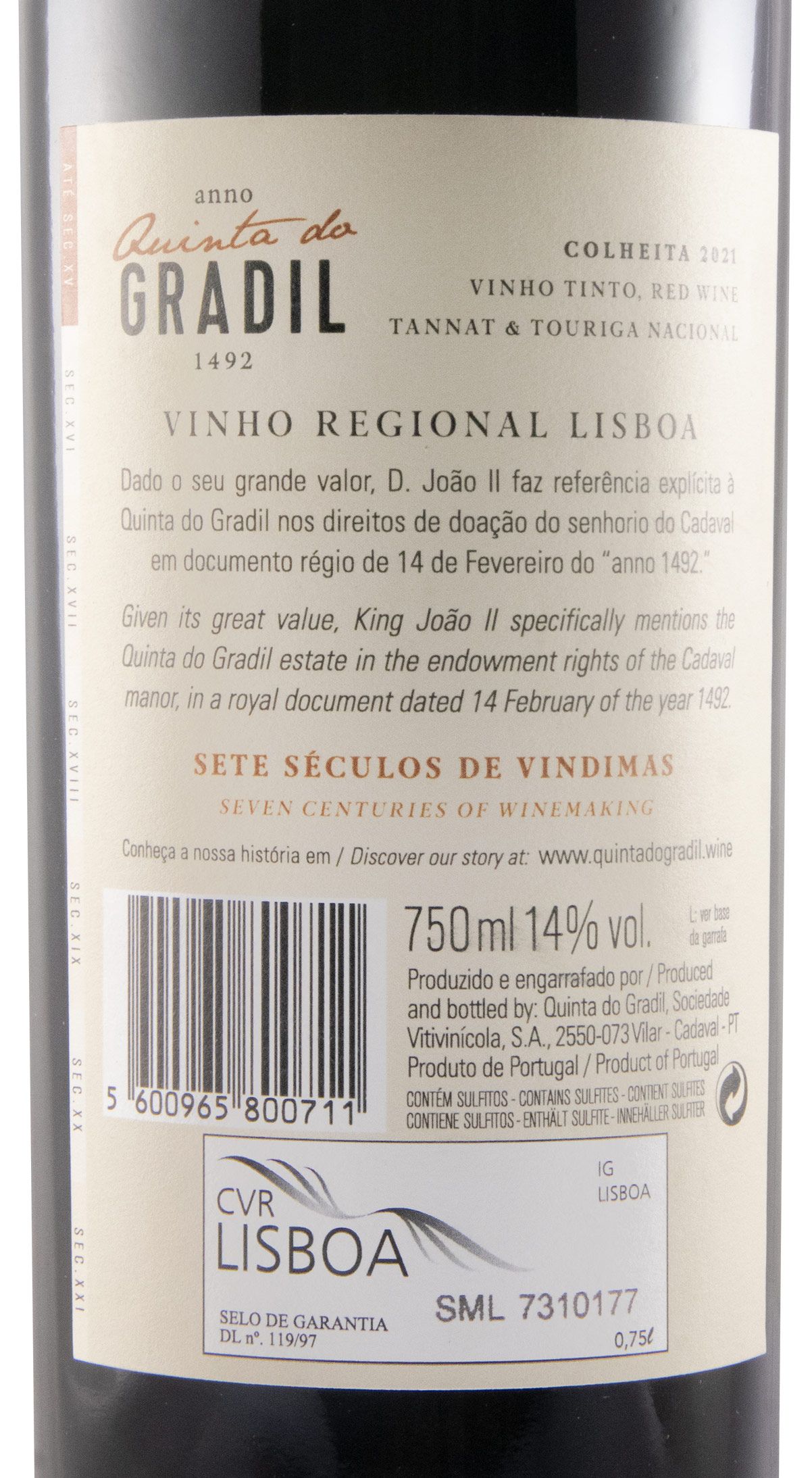 2021 Quinta do Gradil 1492 Tannat & Touriga Nacional red
