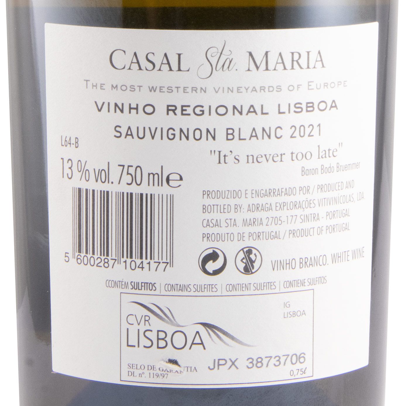 2021 Casal Sta. Maria Sauvignon Blanc white
