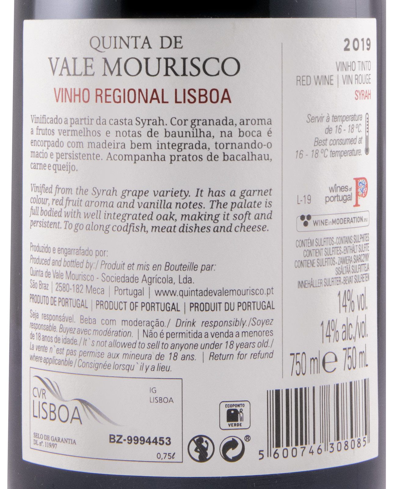 2019 Quinta de Vale Mourisco Syrah red