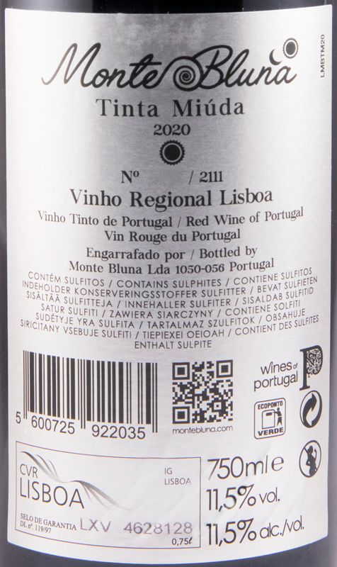 2020 Monte Bluna Tinta Miúda red
