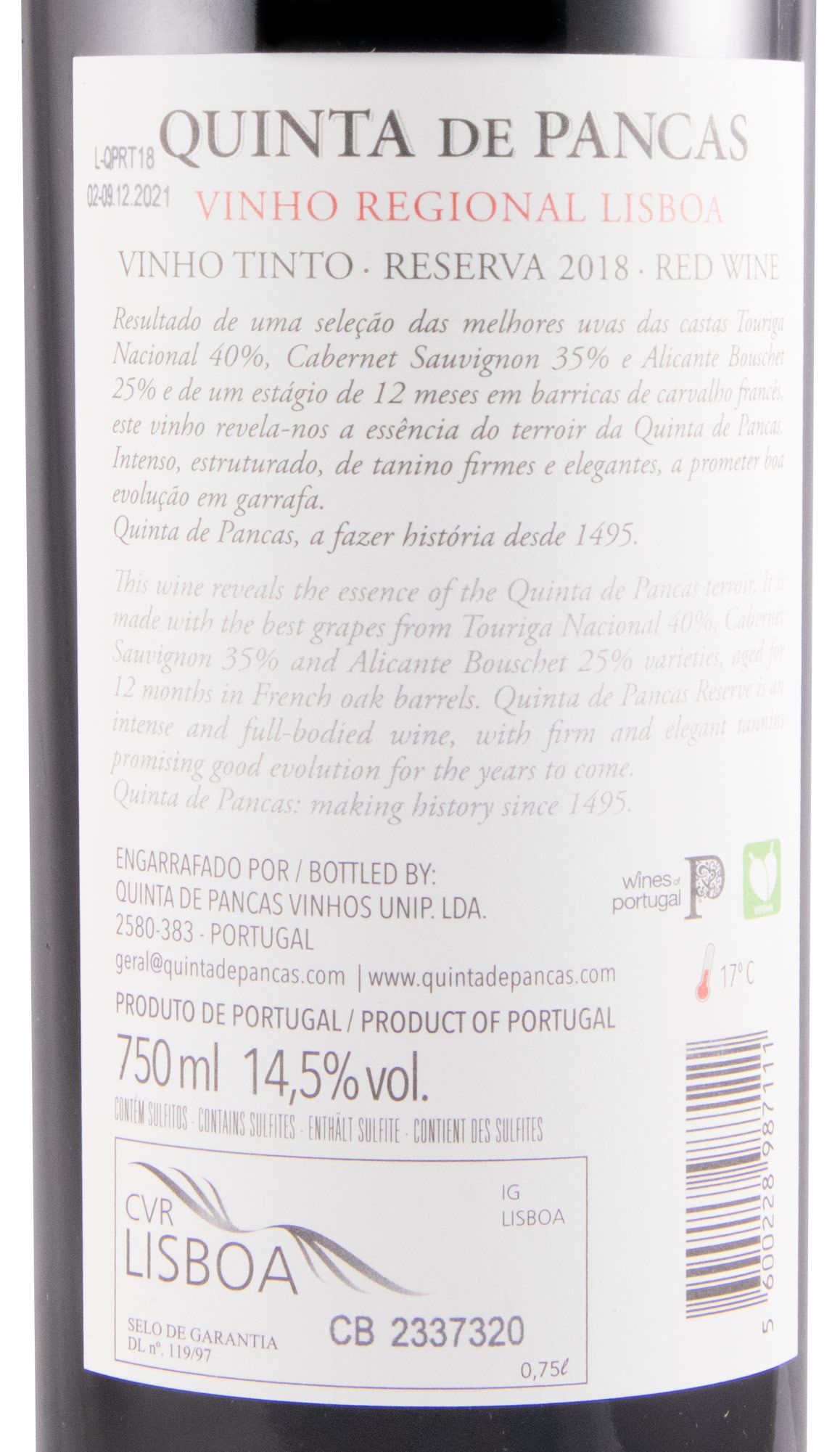 2018 Quinta de Pancas Reserva red