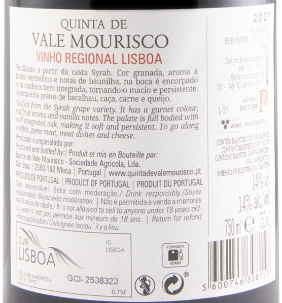 2021 Quinta de Vale Mourisco Syrah tinto