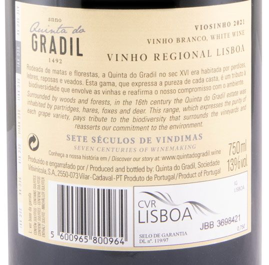 2021 Quinta do Gradil Viosinho white (damaged label)