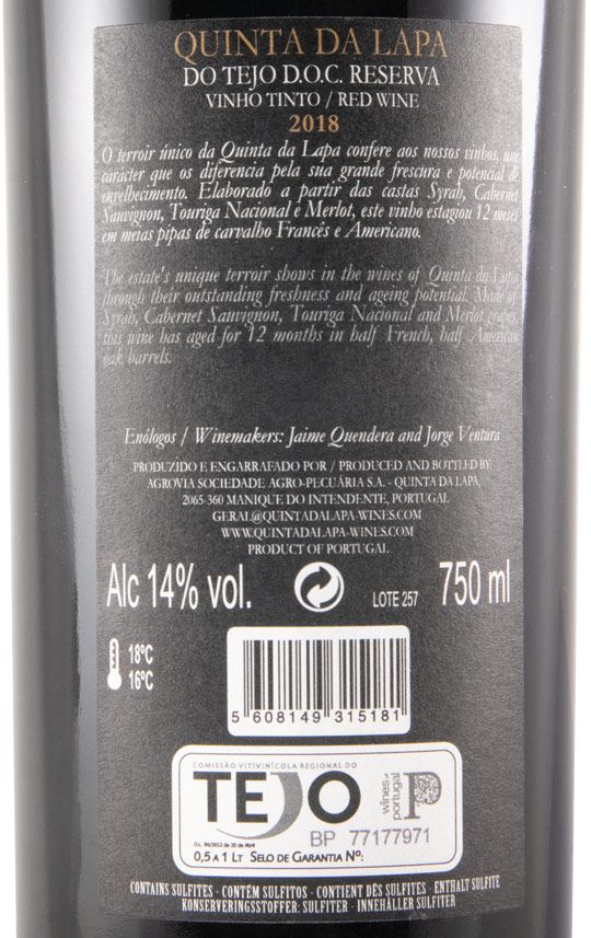 2018 Quinta da Lapa Reserva red (damaged label)