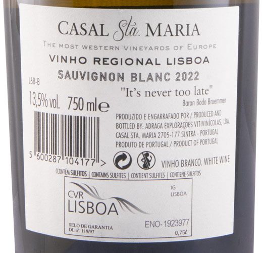 2022 Casal Sta. Maria Sauvignon Blanc branco