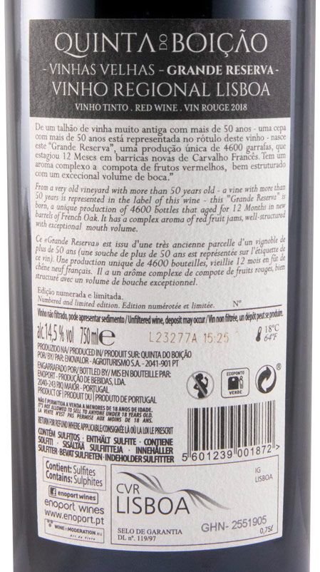 2018 Quinta do Boição Vinhas Velhas Grande Reserva tinto