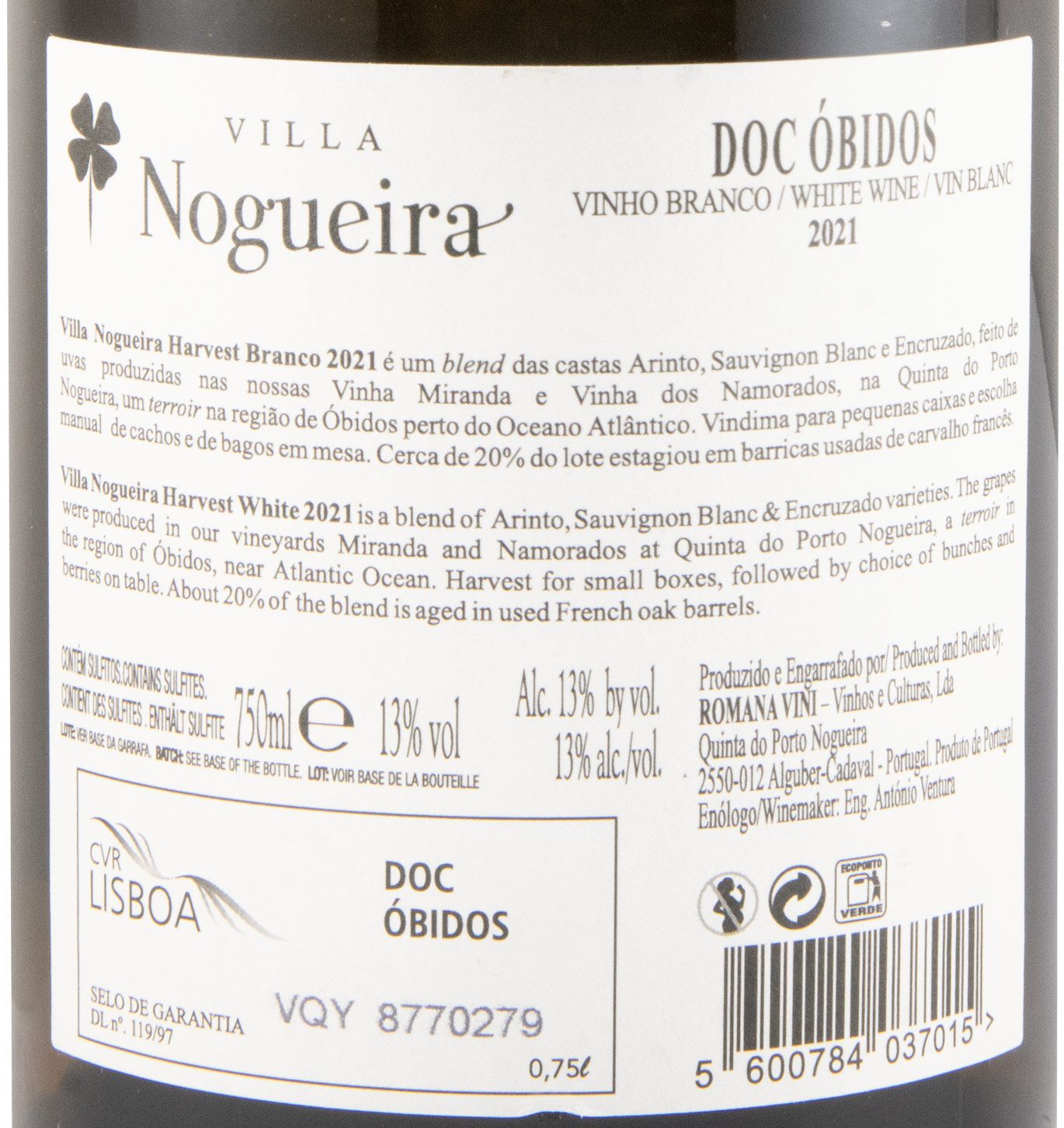 2021 Villa Nogueira Harvest branco