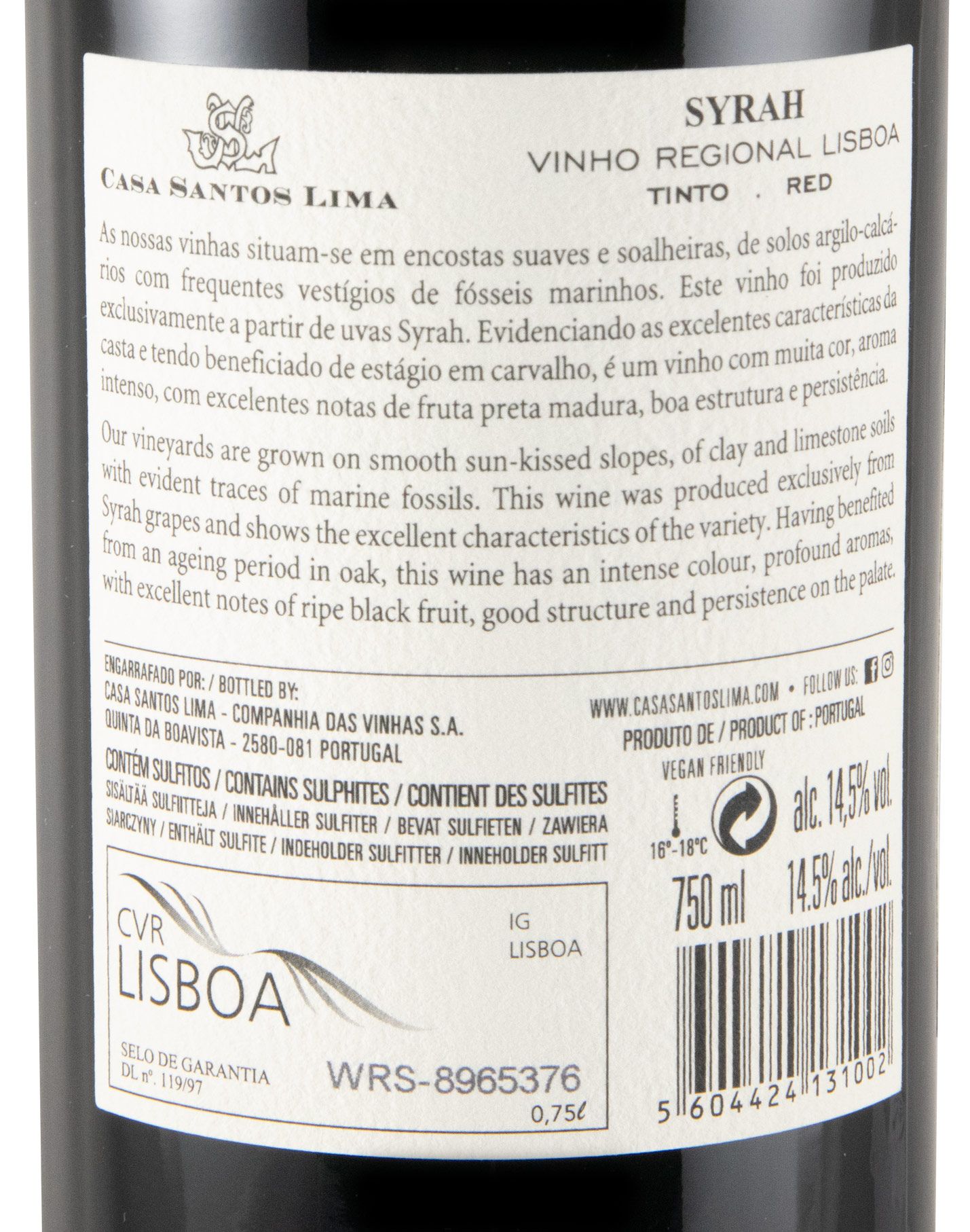 2021 Casa Santos Lima Syrah tinto