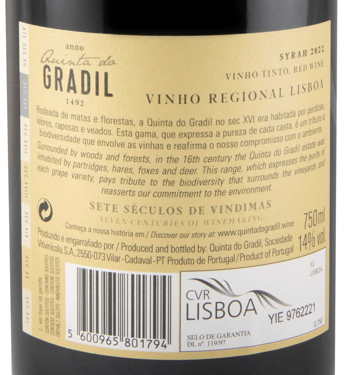 2022 Quinta do Gradil Syrah tinto