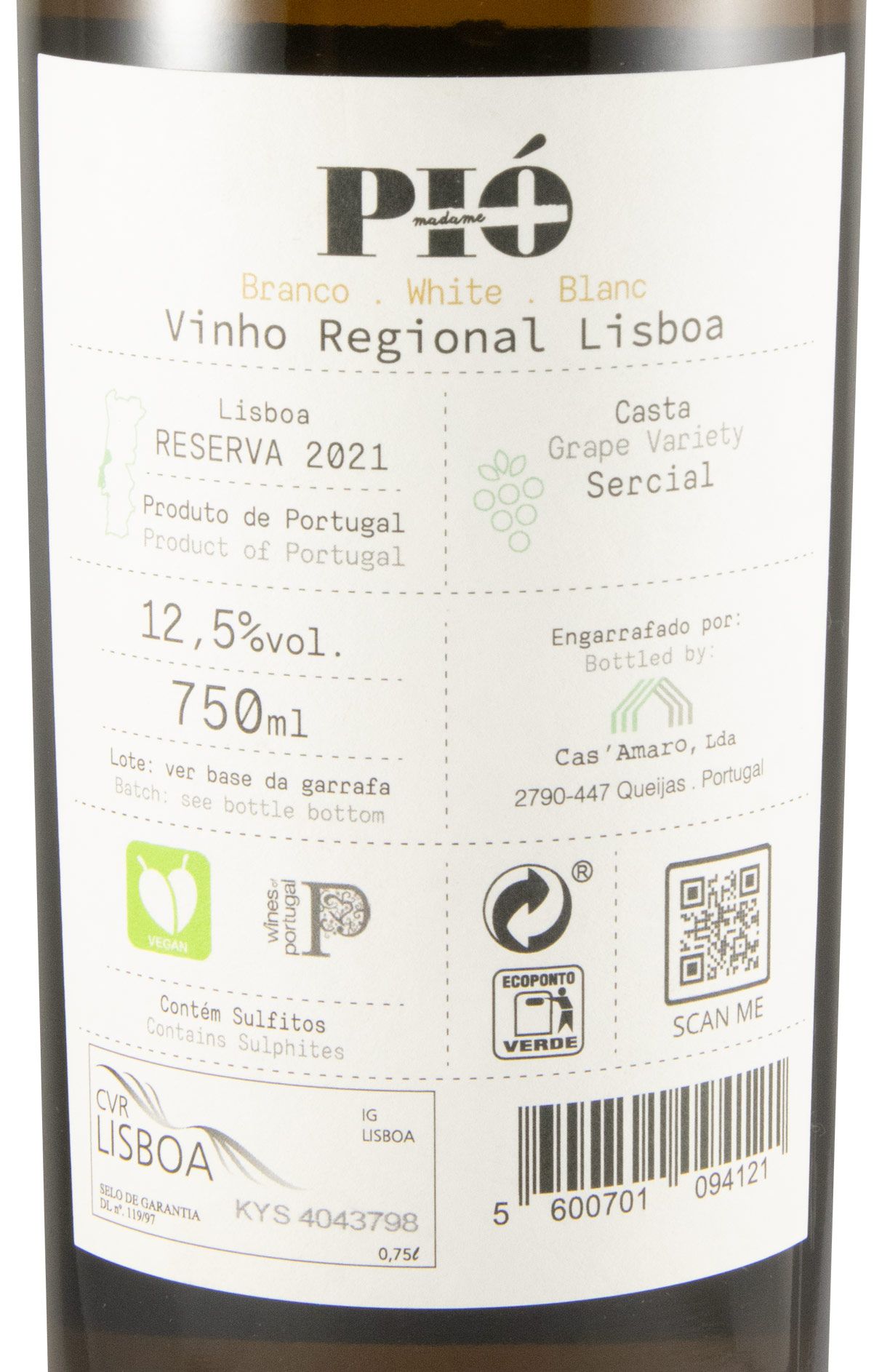 2021 Madame Pió Sercial Reserva branco