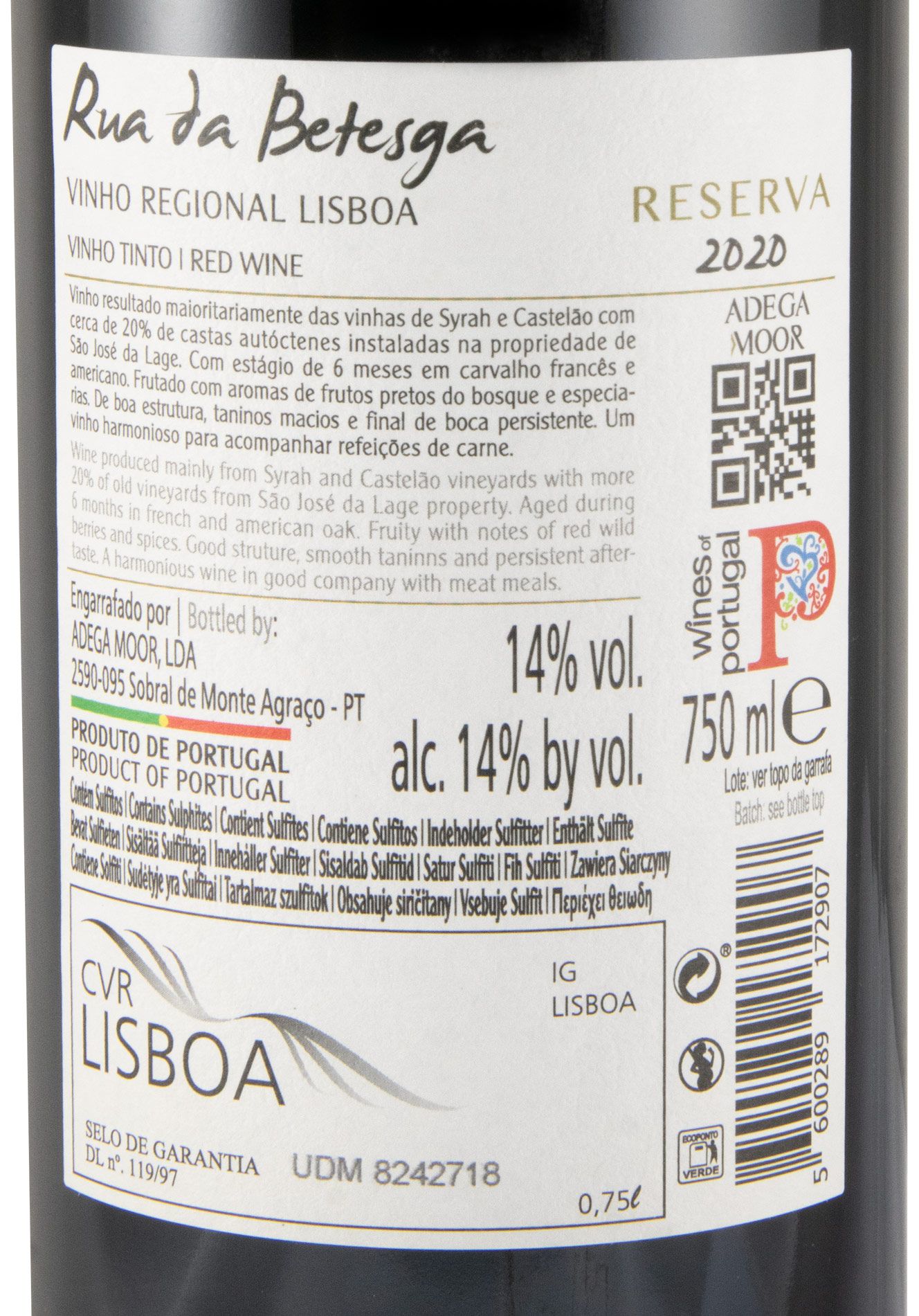 2020 Rua da Betesga Reserva tinto