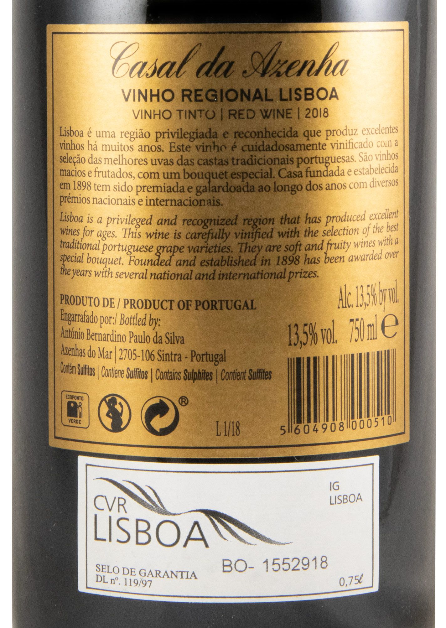 2018 Casal da Azenha tinto