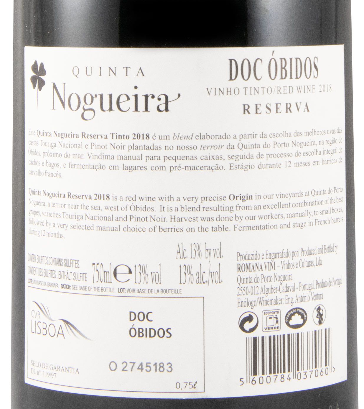 2018 Quinta Nogueira Reserva red
