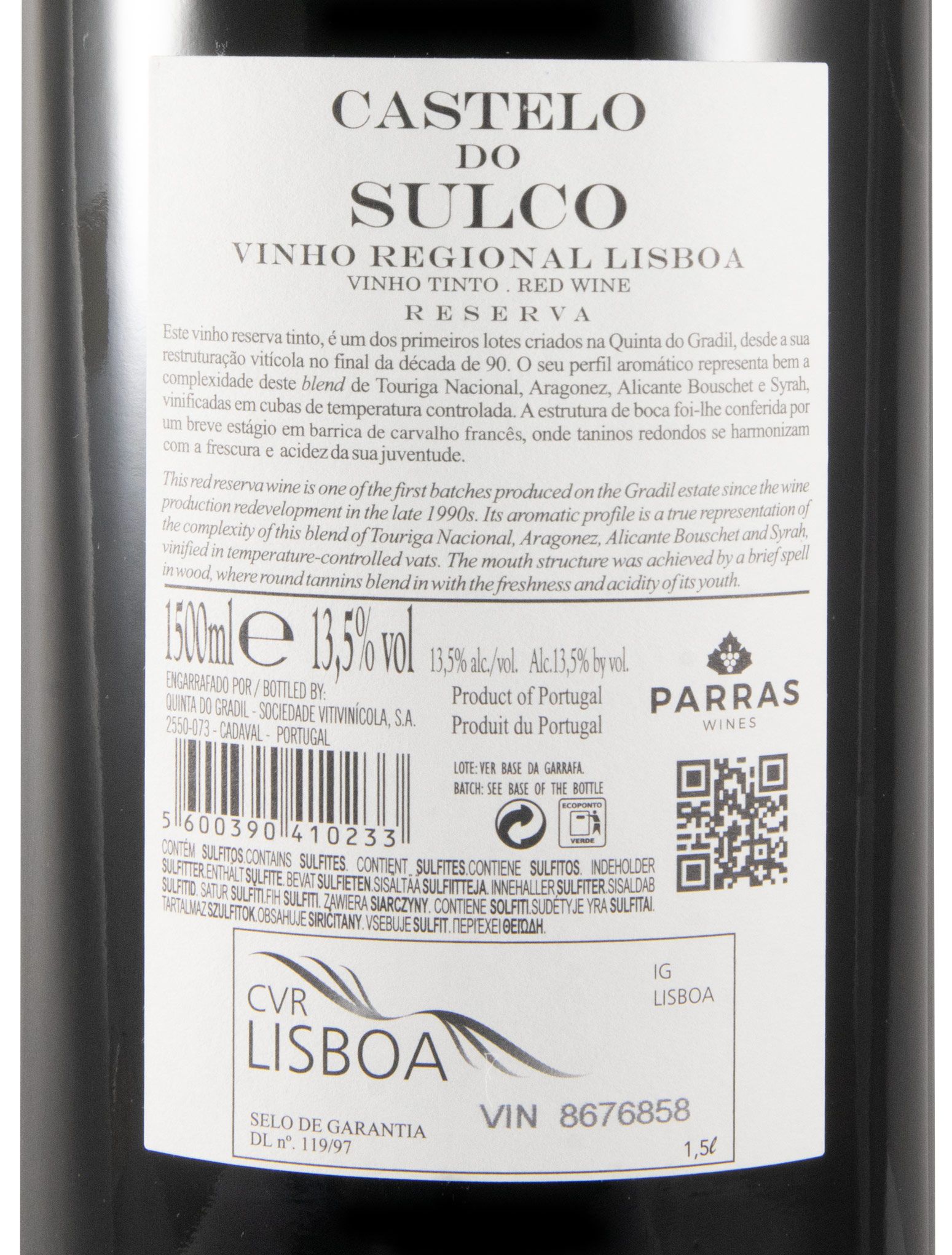 2021 Castelo do Sulco Reserva tinto 1,5L