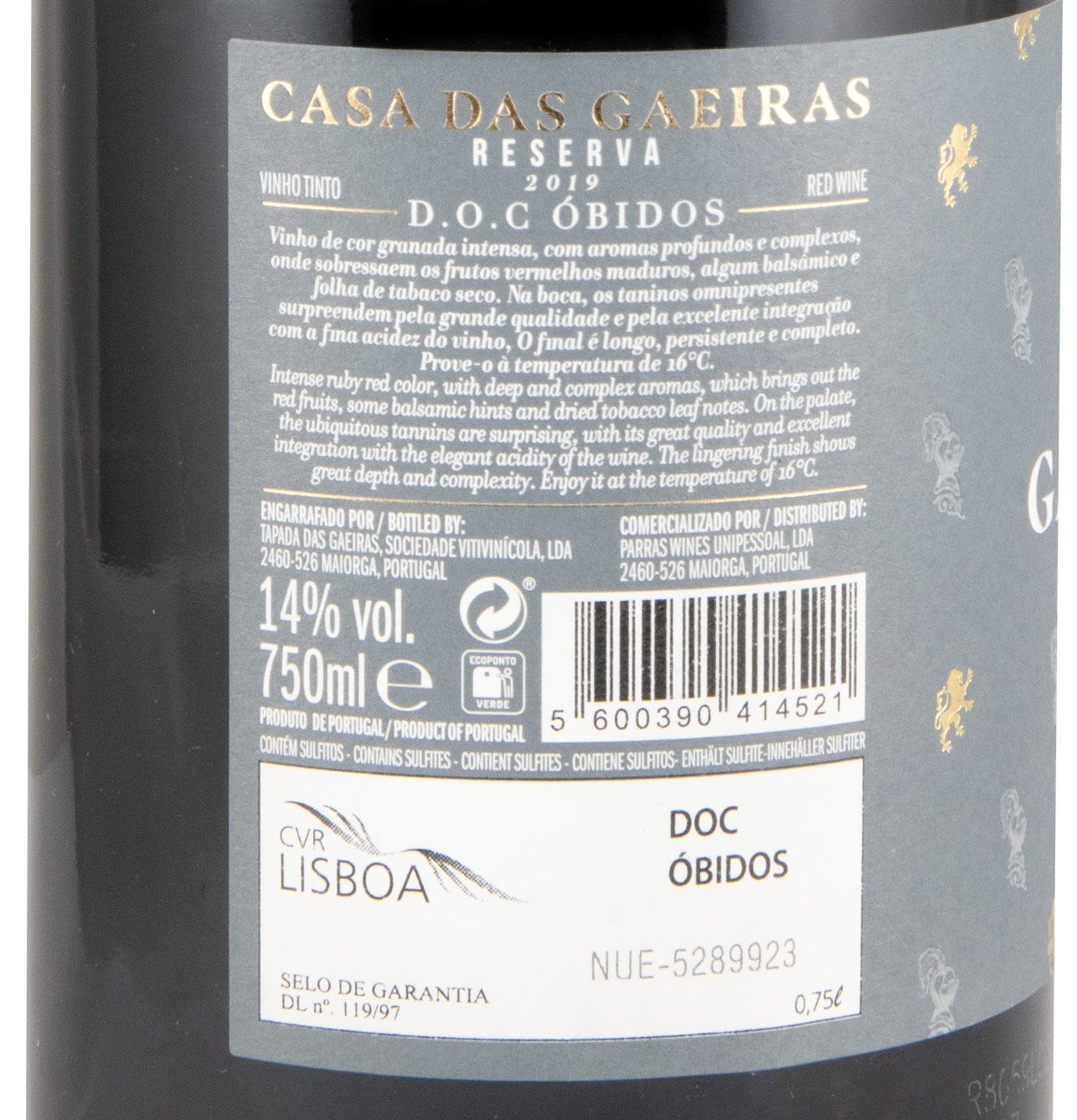 2019 Casa das Gaeiras Vinhas Velhas Reserva tinto