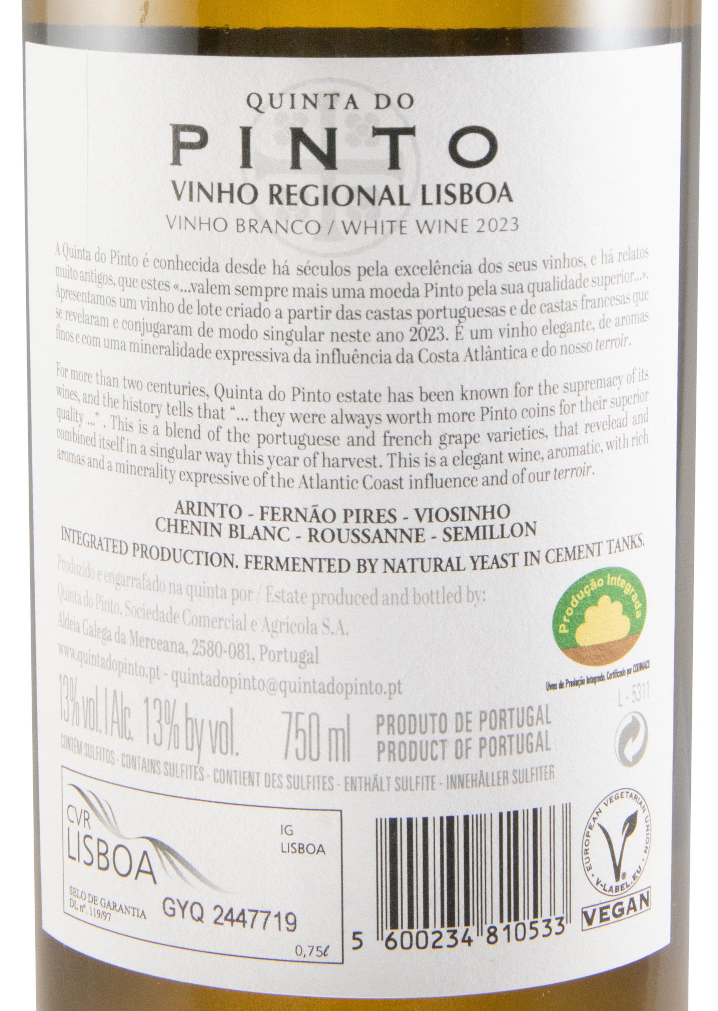 2023 Quinta do Pinto Estate Collection white (damaged label)