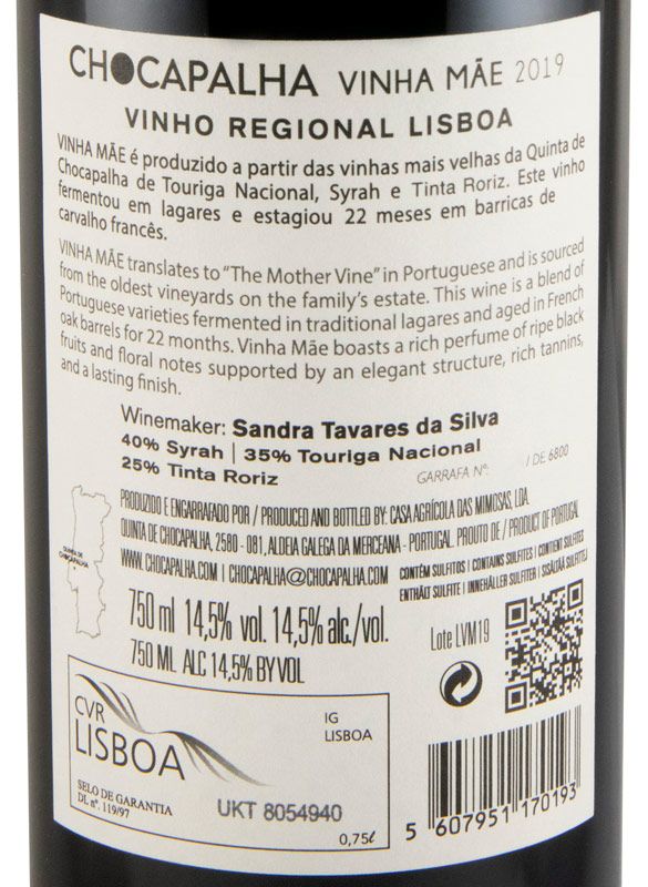 2019 Quinta de Chocapalha Vinha Mãe red