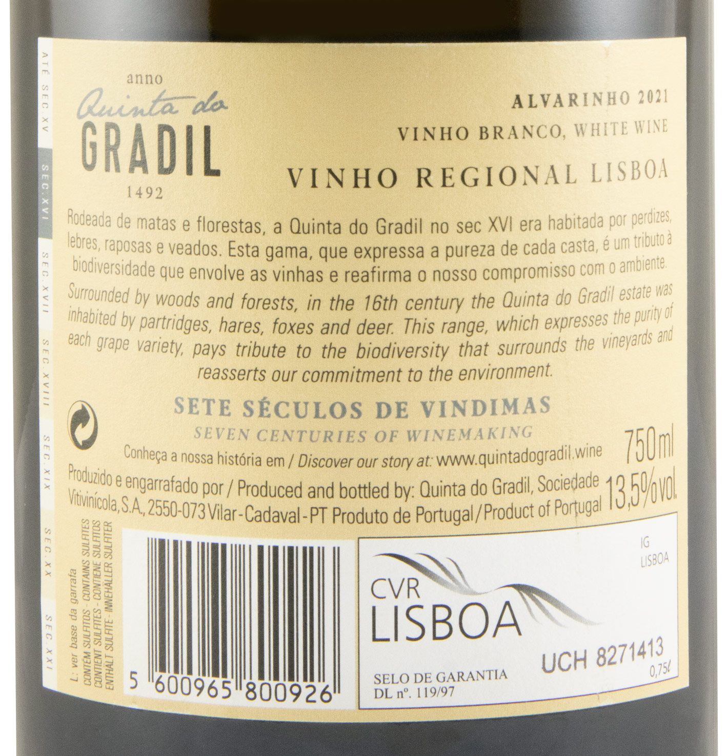 2021 Quinta do Gradil Alvarinho white