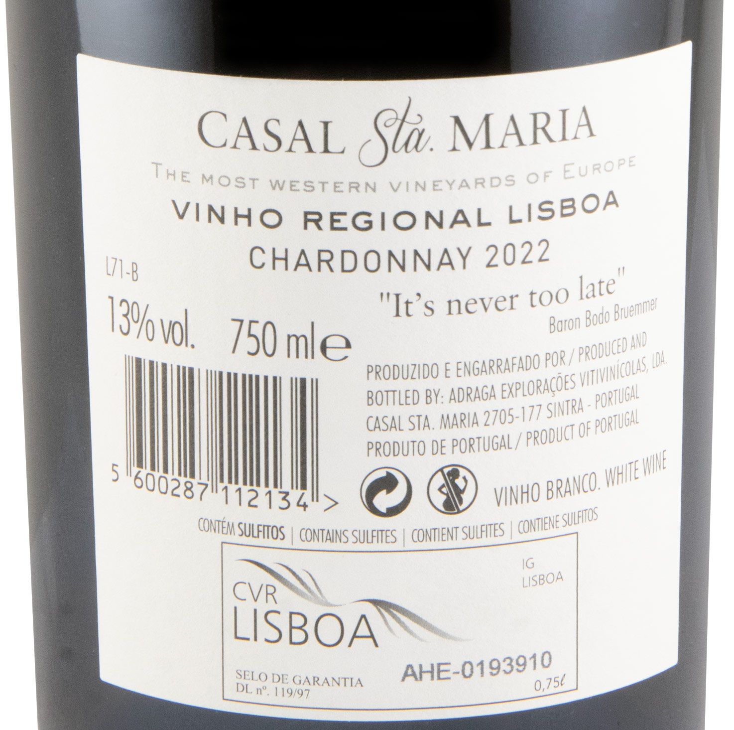 2022 Casal Sta. Maria Chardonnay white