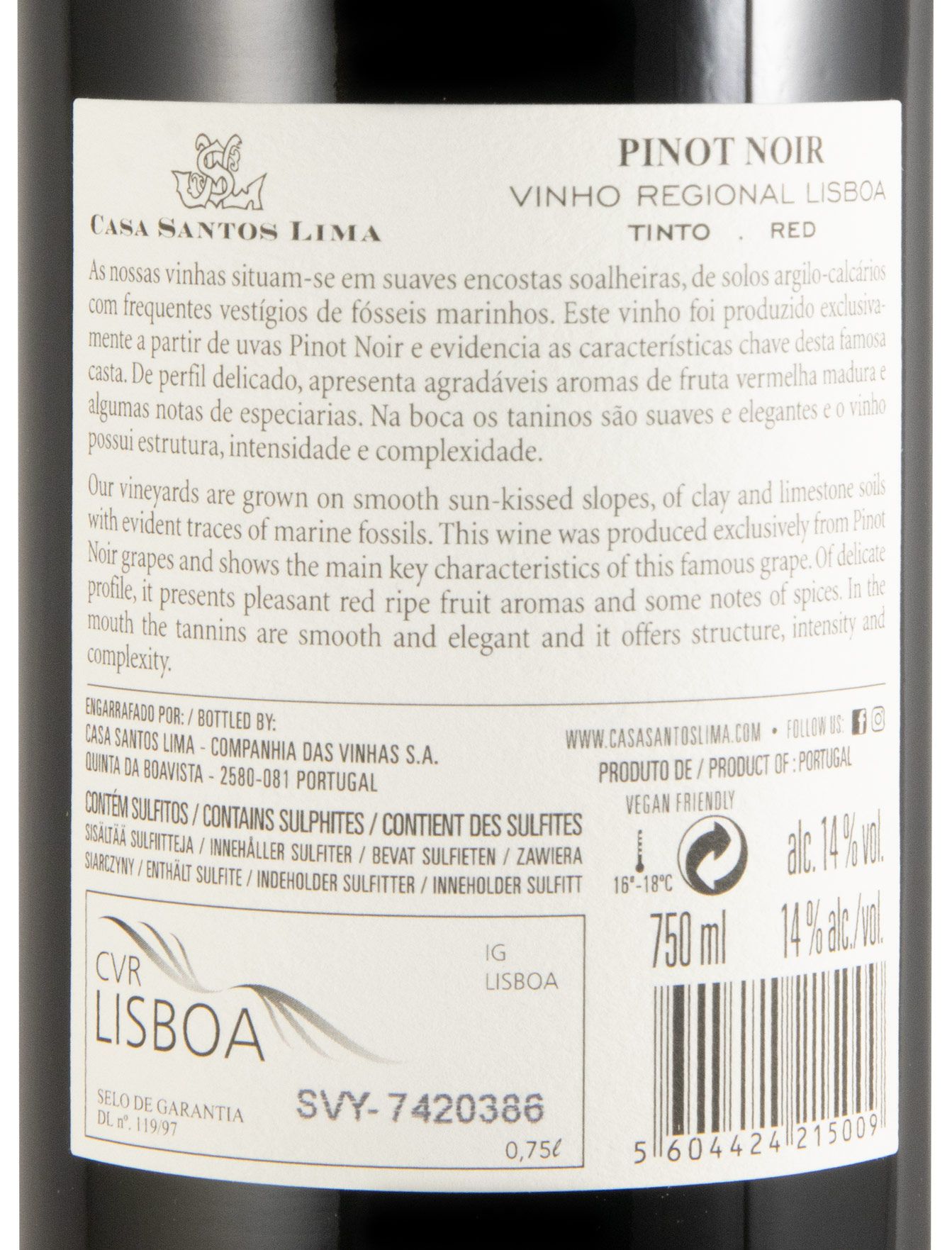 2022 Casa Santos Lima Pinot Noir tinto