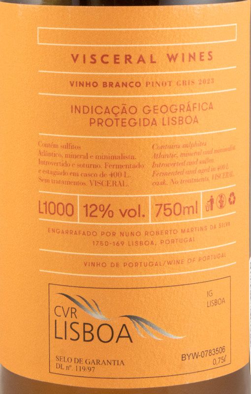2023 Visceral Wines Pinot Gris branco