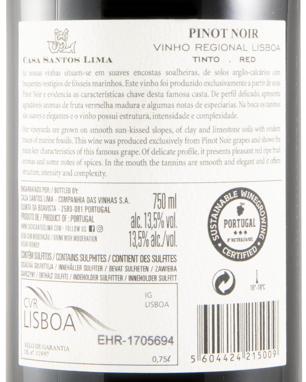 2023 Casa Santos Lima Pinot Noir red