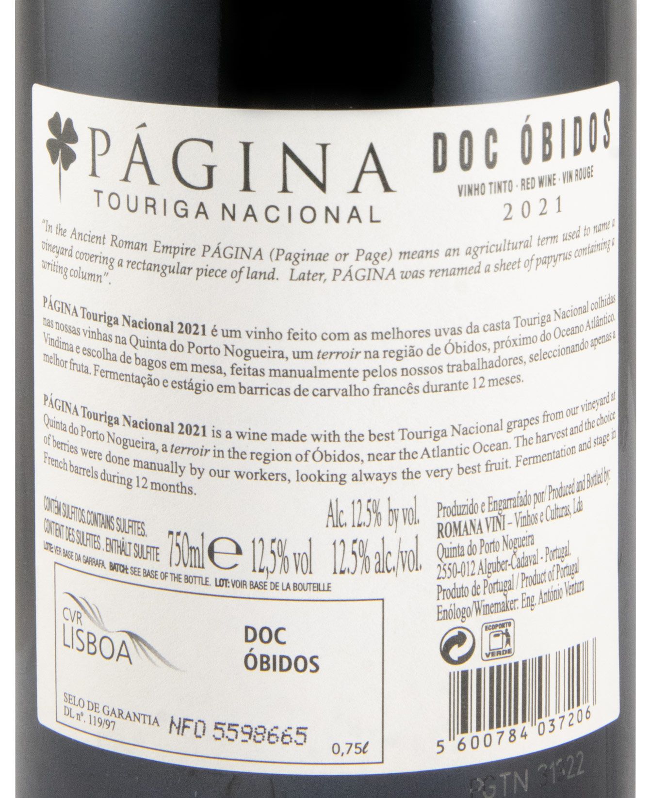 2021 Página Touriga Nacional red (damaged label)