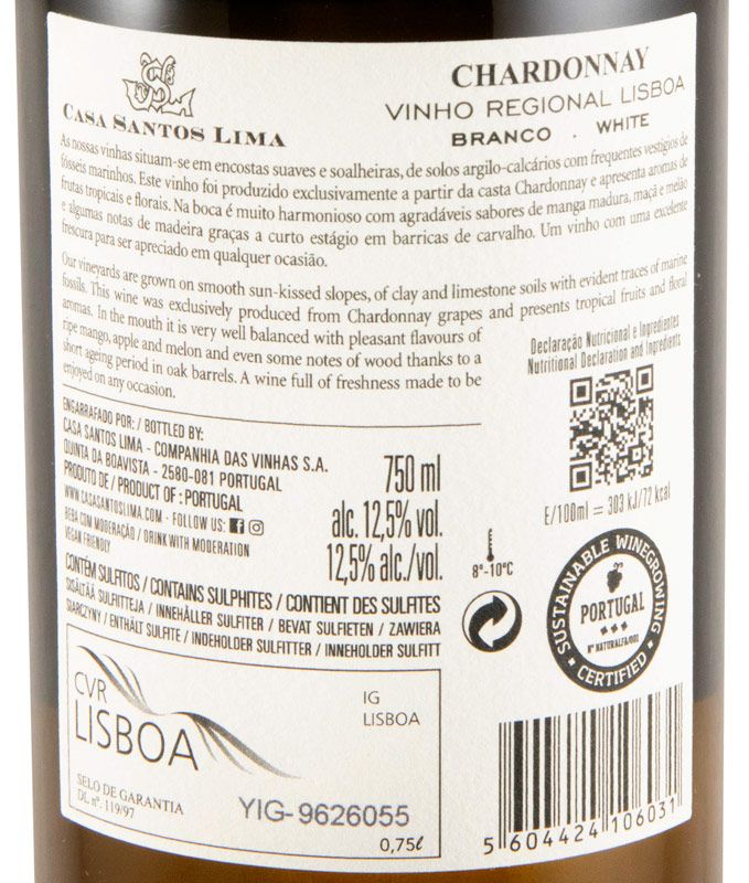 2024 Casa Santos Lima Chardonnay white (damaged label)