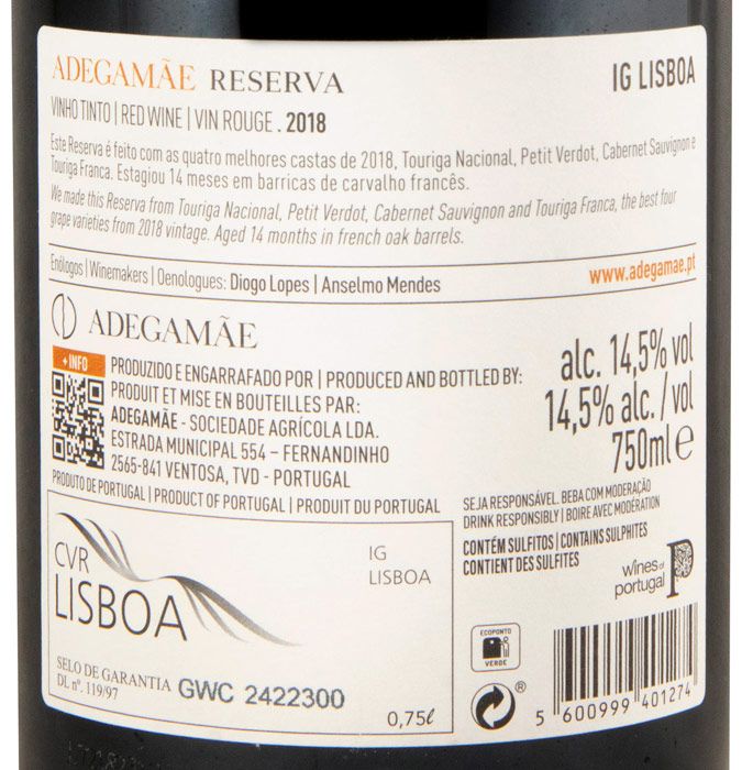 2018 AdegaMãe Reserva red