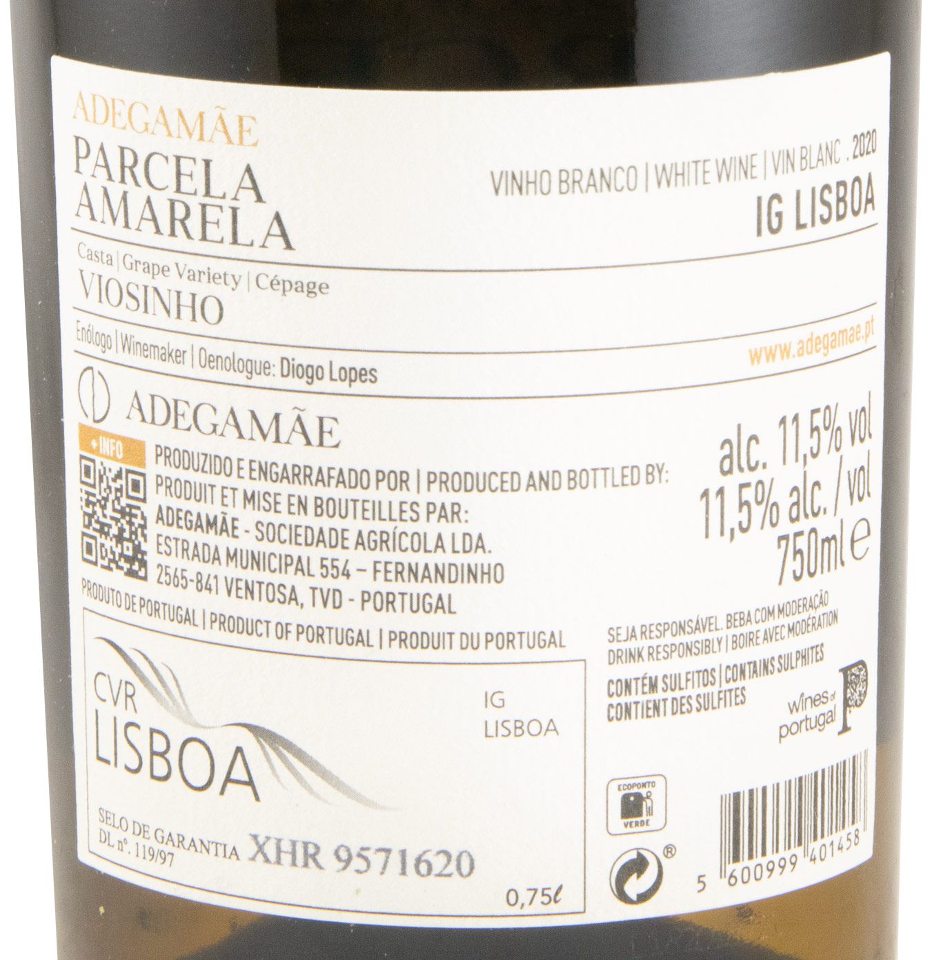 2020 AdegaMãe Parcela Amarela Viosinho branco