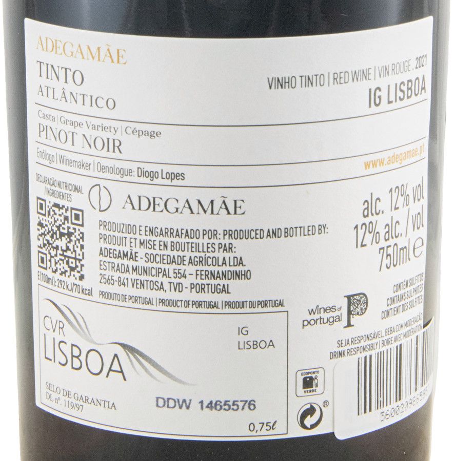 2021 AdegaMãe Tinto Atlântico Pinot Noir tinto