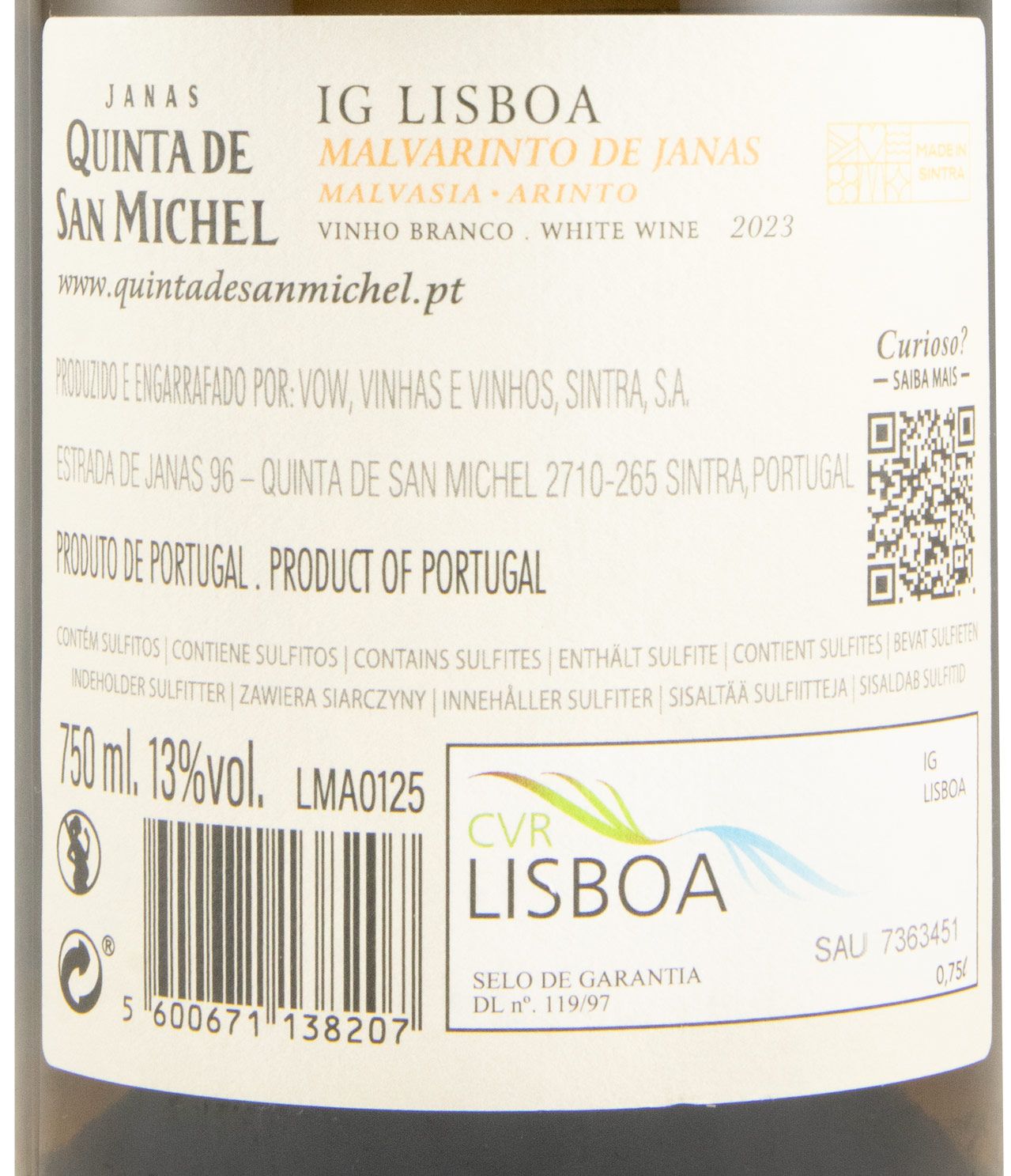 2023 Quinta de San Michel Malvarinto de Janas branco