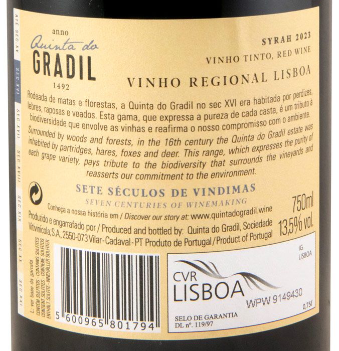 2023 Quinta do Gradil Syrah red
