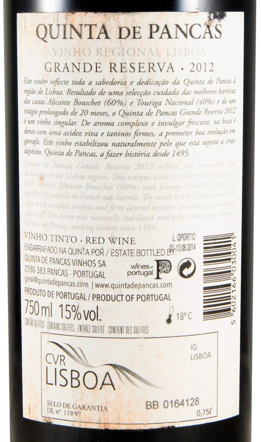 2012 Quinta de Pancas Grande Reserva red