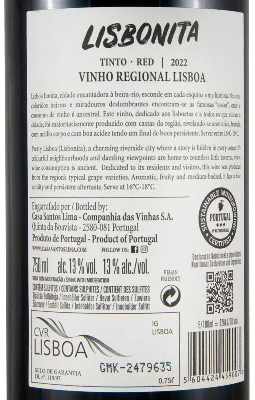 2022 Casa Santos Lima Lisbonita tinto