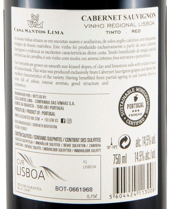 2023 Casa Santos Lima Cabernet Sauvignon red