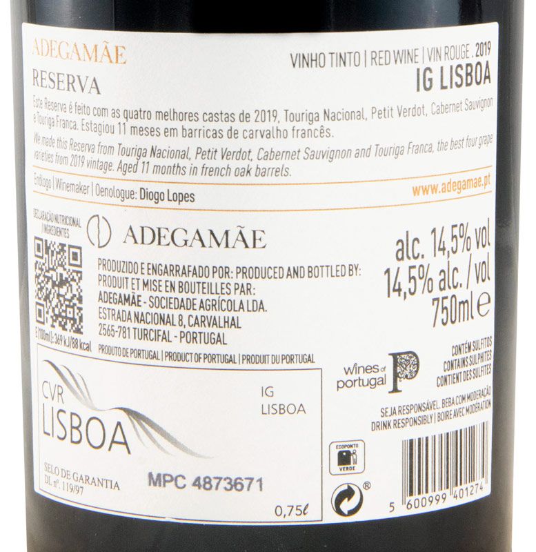 2019 AdegaMãe Reserva tinto
